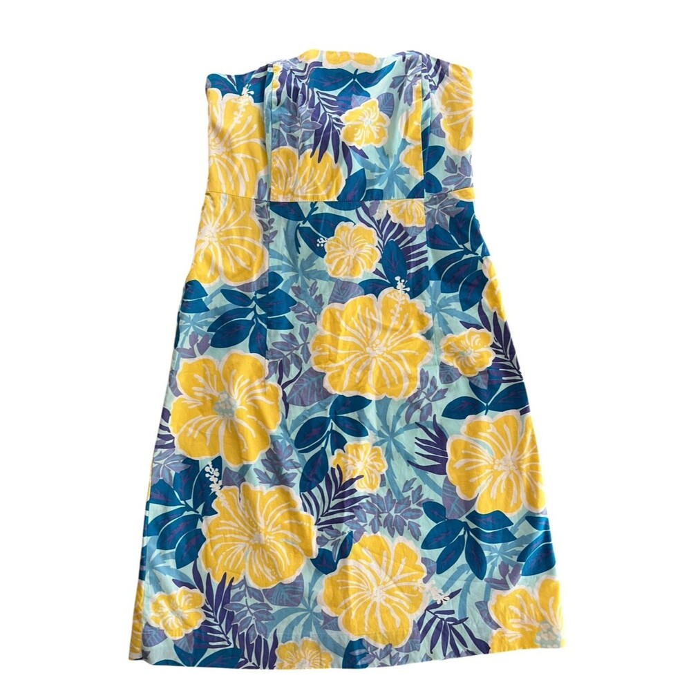 Vintage Lilly Pulitzer White Label Strapless Tropical Hibiscus Mini Dress Preppy
